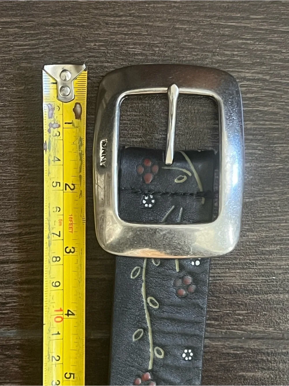 Vintage 2002 DKNY Genuine Leather Hand-Painted Floral Belt – Size M